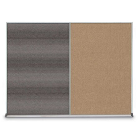 United Visual Products Triple Door Radius Plus Corkboard, 72" x UV8005PLUS-SATIN-BLACK